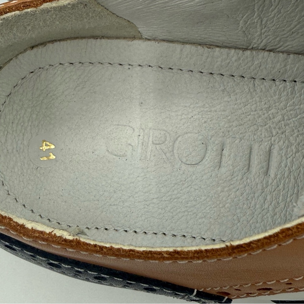 Girotti Wingtip Oxford #2219 Brogue Navy Tan White Leather Size 41 (8.5 US) - Picture 7 of 17